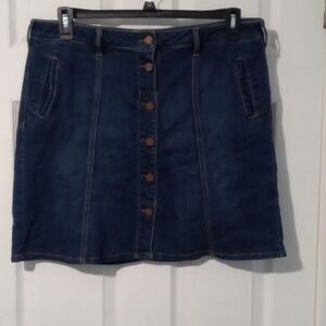 New York & Company Dark Blue Button-Front Mini Skirt